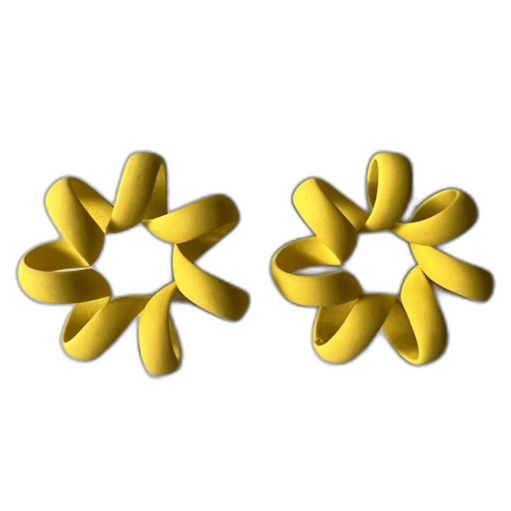 BNIP Womens Yellow Ribboned Knots Puakenikeni Flowers Fashion Pierced Earrings